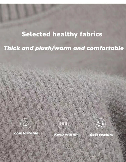 High end brand velvet sweater men's new fashion designer exquisite pony embroidery winter thick warm high neck knitted pullover