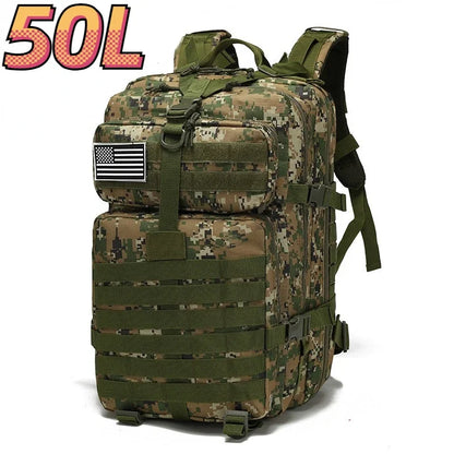 Waterproof Tactical Backpack - 30L50L Nylon Rucksack for Hiking Camping Fishing and Hunting