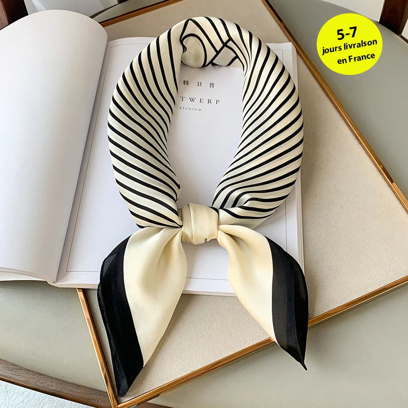 Luxury Silk Plaid Scarf - Soft Satin Neck Hair Tie for Women Foulard Hijab 2021