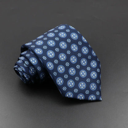 Mens Silk Tie - 75cm Soft Novelty Necktie in Blue Green Orange Floral Pattern