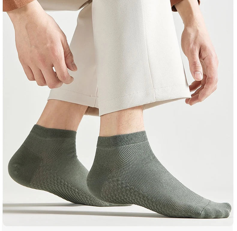 4 Pairs Men's Socks Classical Pure Cotton Antibacterial Deodorant Mesh Sweat Absorption Foot Massage Short Socks Sports Bussiess