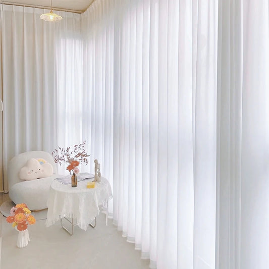 White Voile Curtains - Soft Sheer Window Drapes For Living Room & Bedroom