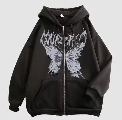 Men's Hoodie Coat Fun Skeleton Butterfly Zipper Hoodie Loose and Comfortable Sports Shirt Long Sleeve Top