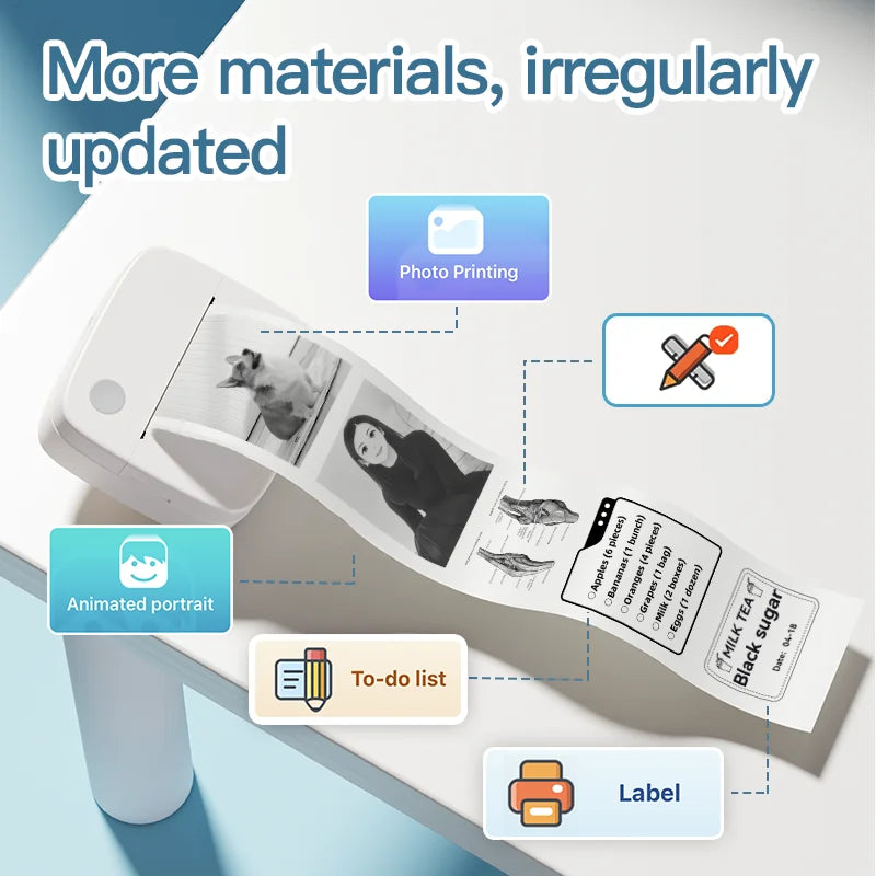 X6 Mini Printer Sticker Paper Error Printing Machine HD Photo Printer Label Maker for Journal Notes Memo Kids Toys Birthday Gift