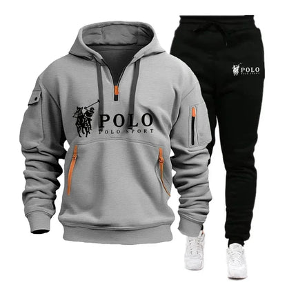 2026 Autumn/Winter New Men's Casual Set Fashion Outdoor Hiking Windproof Warm Men's Hoodie and Pants Two Piece Set