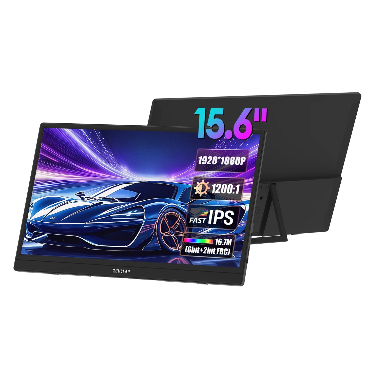 Portable Monitor - ZEUSLAP 15.6 Inch Full HD IPS Panel USB-C HDMI Display