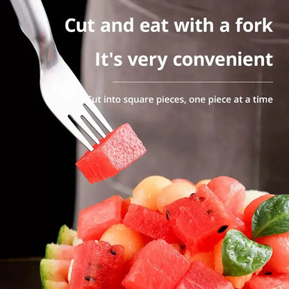 2-in-1 Watermelon Slicer & Fork – Stainless Steel Fruit Cutter