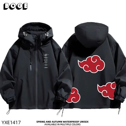 Naruto Shippuden Akatsuki Organization Cartoon Jacket 2D Student Couple Hooded Coat Jacket Top Anime Peripheral Wholesale