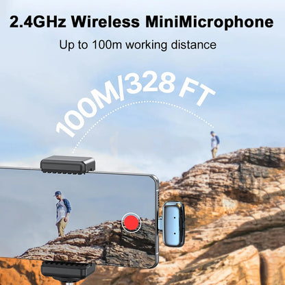 Wireless Lavalier Microphone Recording for Streaming Compatible with MINI Smartphones for Live Streaming Vlogging Interviews