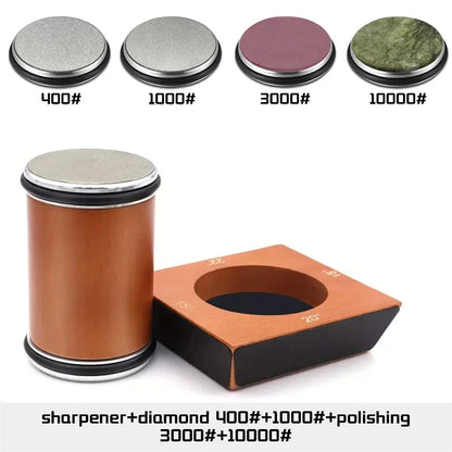 Rolling Knife Sharpener - 4 Angle Sharpening System With Diamond Whetstone Kit