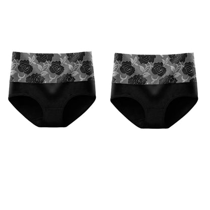 Plus Size L-5XL Women's Briefs Underwear Cotton High Waist Tummy Control Panties Rose Jacquard Ladies Panty Multipack