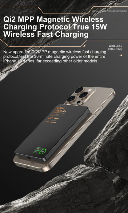 Wireless Magnetic Powerbank Fast Charing Spare Portable External Battery for iPhone 12-17 Promax Watch Airpods 5000/10000mAh
