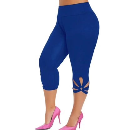 Women's plus Size Stretch Leggings Summer Elastic Waist Seamless Casual Capri Pants Short Length Essential Leggins for Mujer