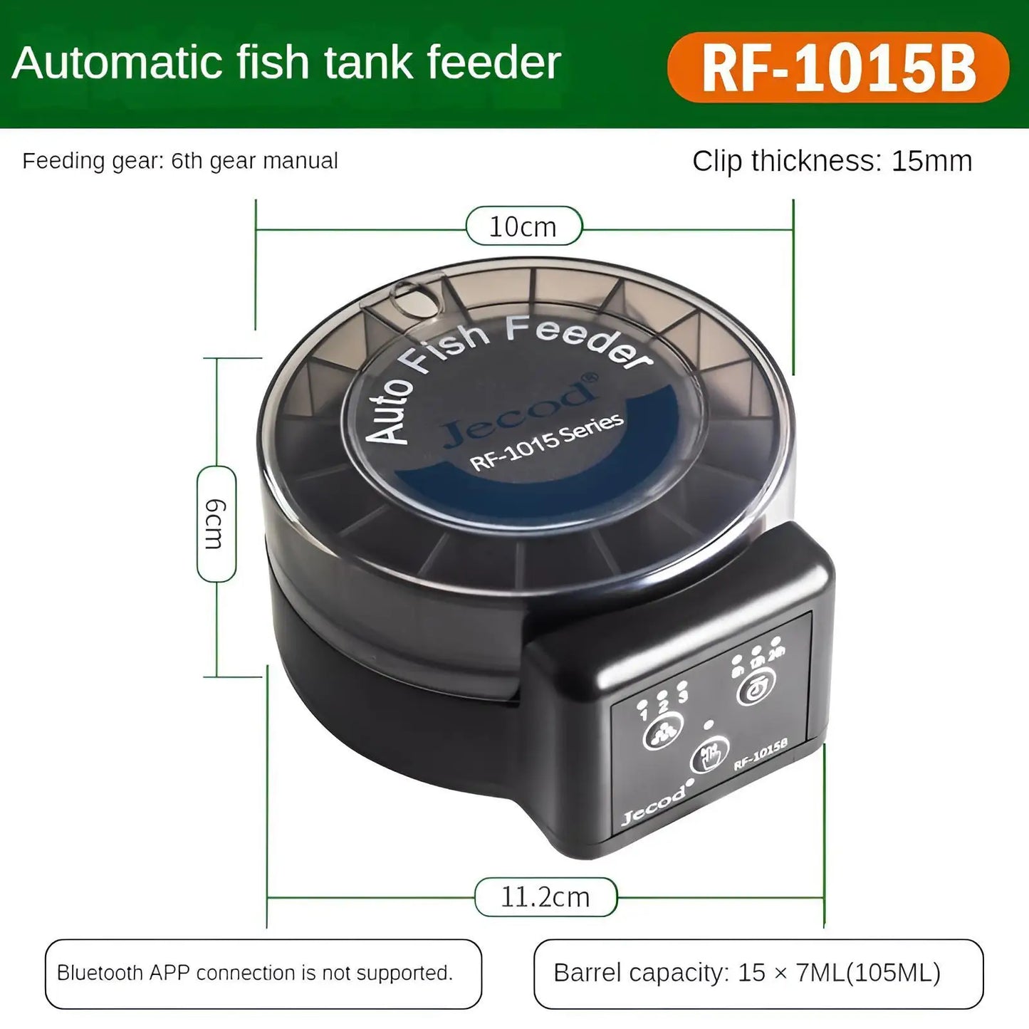Automatic Fish Feeder｜Dual Moisture-Proof Bins｜100ml Capacity｜Precise Timing｜Anti-Jam Multi-Feed Compatible｜Easy to Clean