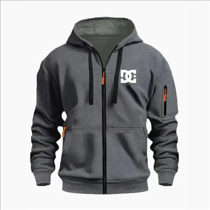 Spring and Autumn Men's Casual Sports Hoodie, Fashionable Arm Pocket Drawstring Hoodie Men's Loose Long-sleeved Shirt Pullover