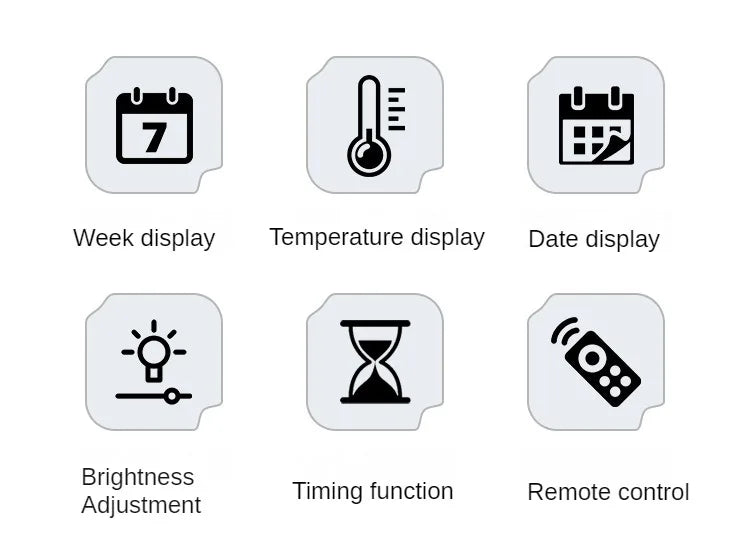 Digital Wall Clock with Temperature and Date - LED Alarm Clock 1224H Remote Control