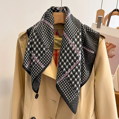 Pure Cotton Womens Printed Scarf - Fashionable Square Foulard for Neck and Hair