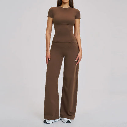 Women's Fitness Set Gym Tracksuit Breathable Sports Bra Flared Trousers Suit Workout Clothing Sportswear Female Athletic Wear