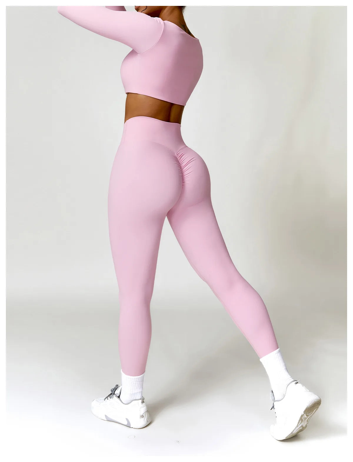 Women Yoga Suit - Quick Dry Gym Tracksuit With Long Sleeve Top & High Waist Leggings
