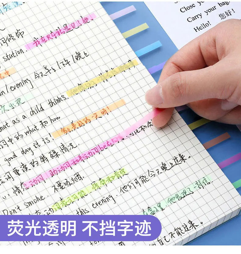 Transparent Rainbow Sticky Notepads - 300 Sheets Kawaii Memo Pad