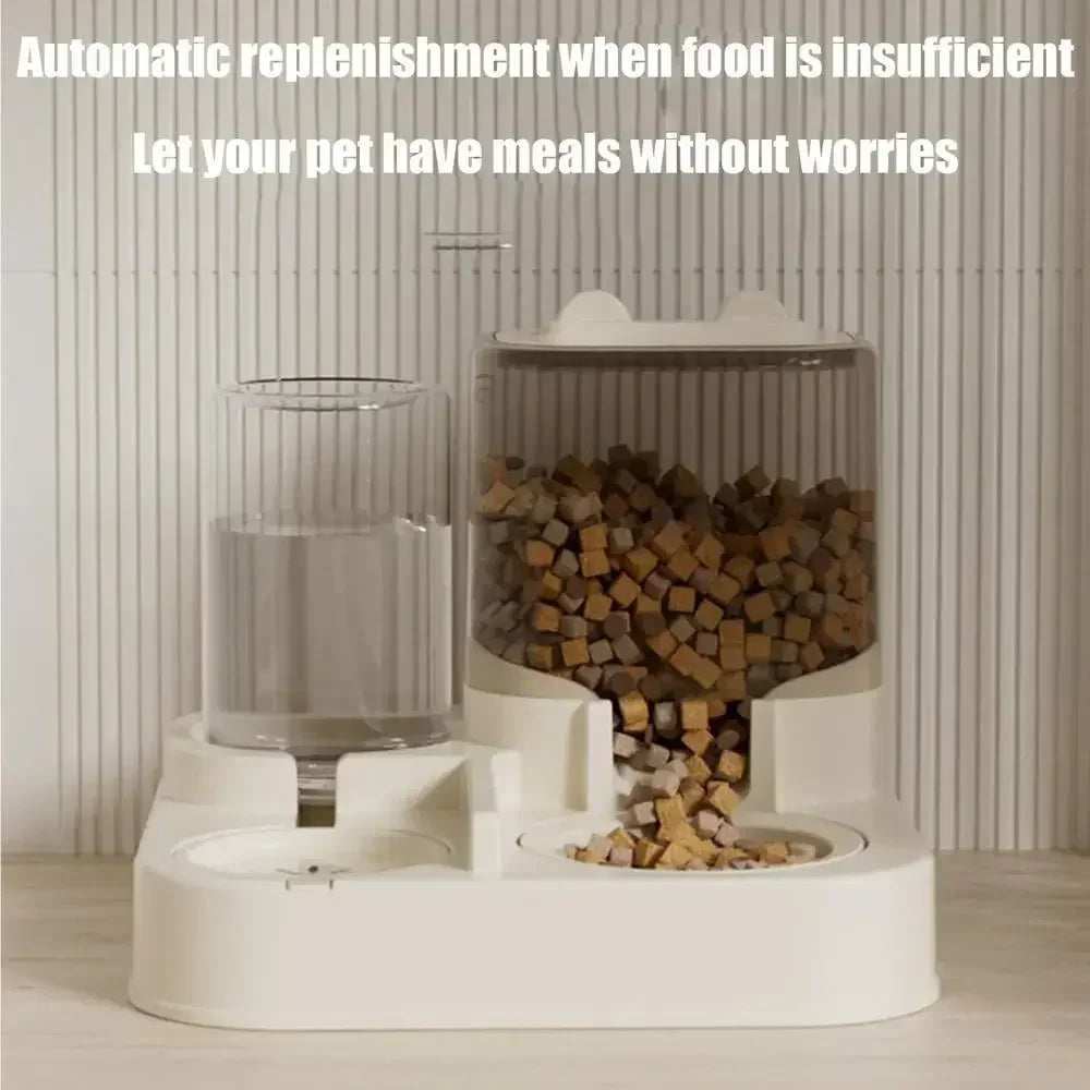 Qq-Cat Feeder And Water Dispenser Self-Feeding Kitten Food Feeder Large Capacity Cat Food Dispenser Multifunctional Pet Food