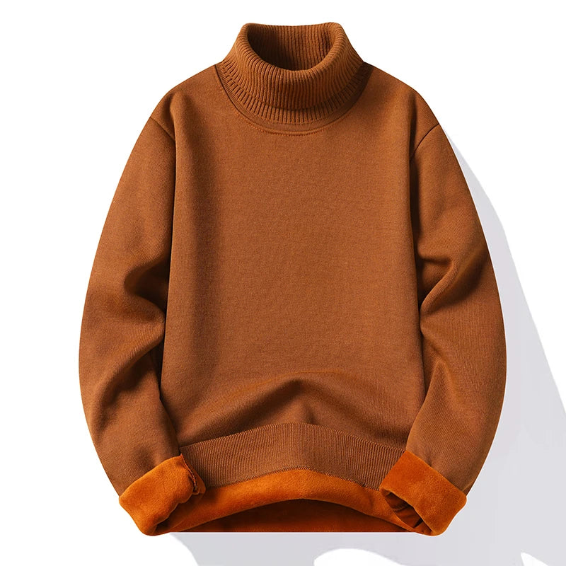 Sweatwear Mens Anti-pilling High Quality Knitted Turtleneck Sweater Slim Fit Long Sleeve Pullover Solid Color Trend Men Clothing