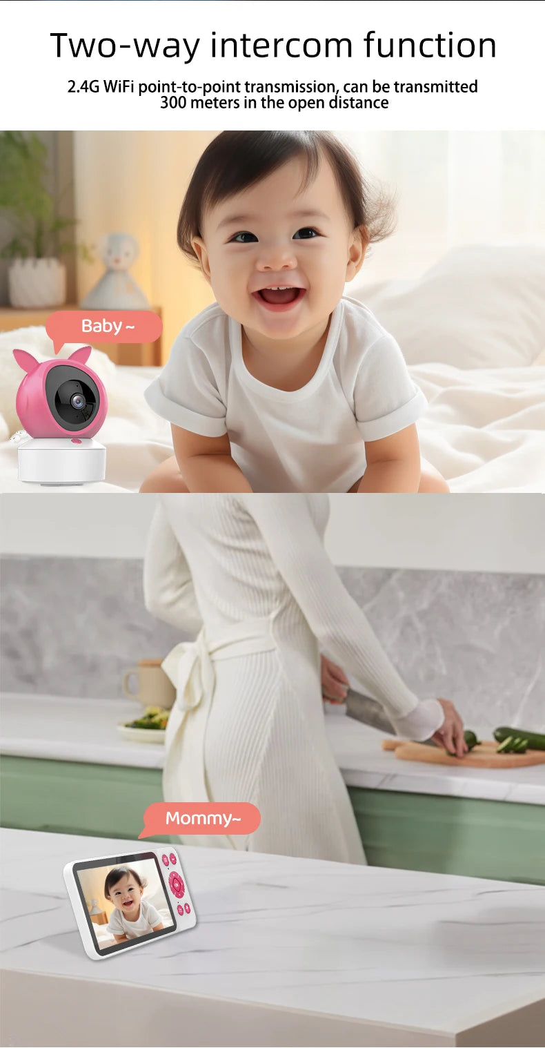 DANMINI 5 "TuyaAPP Baby Monitor Security Protection Wireless PTZ Surveillance Camera with Infrared Night Vision Motion Detection