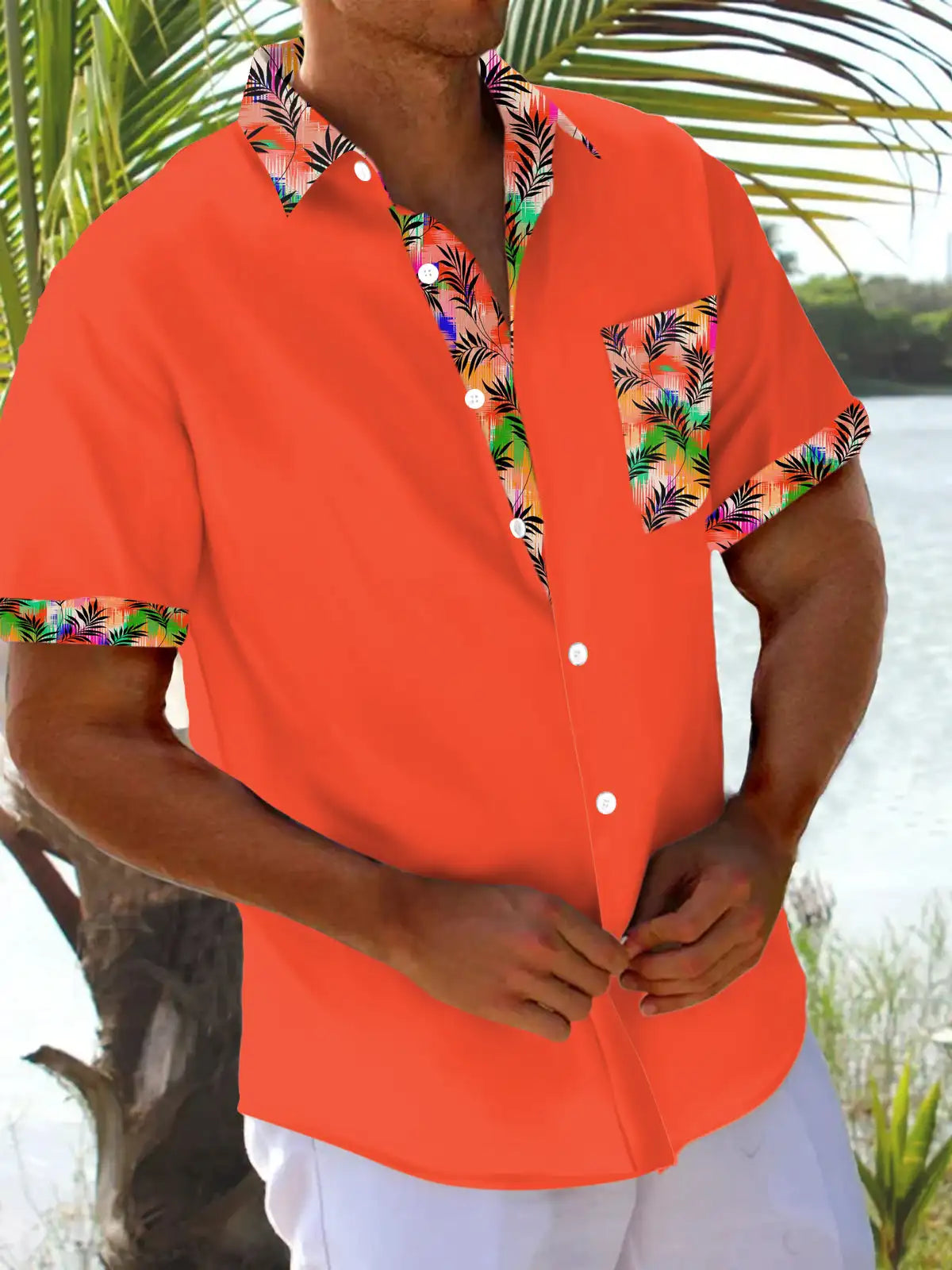 Men's shirts, button up shirts, casual shirts, spring and summer, printed short sleeves, daily, fashionable, comfortable