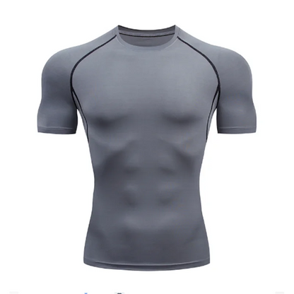 Compression Running Shirt - Men's Tight Short Sleeve Tee | Quick Drying Gym Sportswear