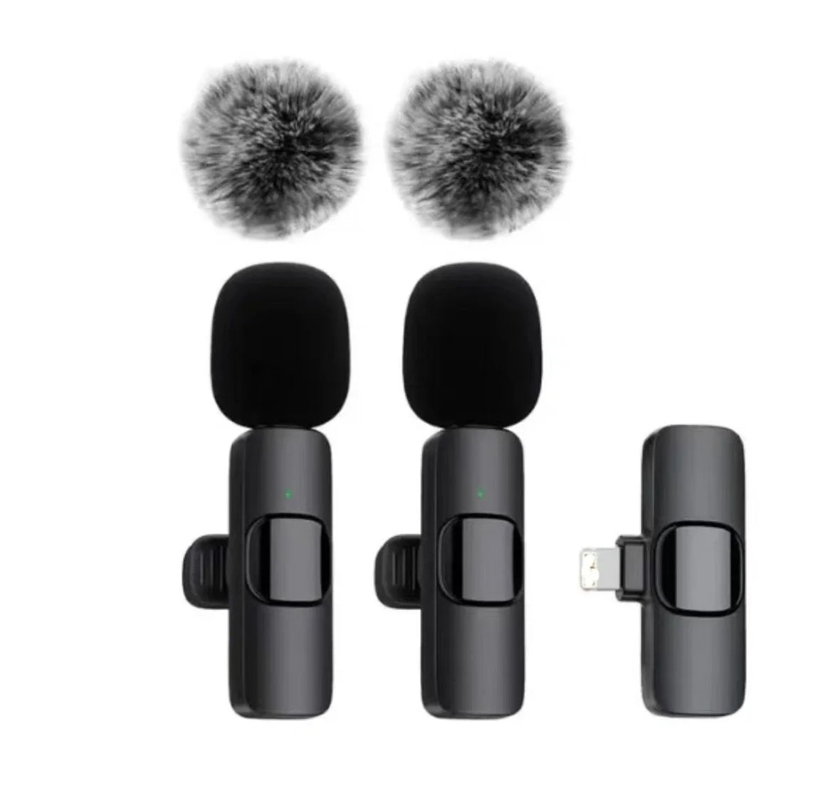 2 Pcs Wireless Lavalier Microphone, Mini Clip-on Mic for iPhone Android iPad, Crystal Clear Sound Quality