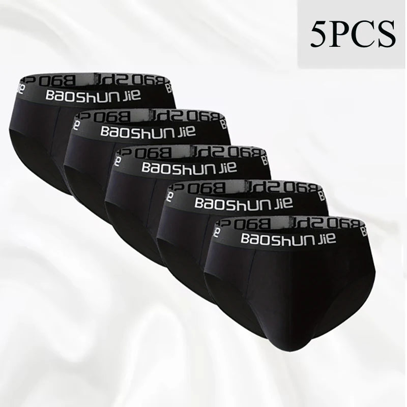 5 Pieces Cotton Men's Underwear Black Comfortable Breathable Simple Fashion Men's Briefs Sports Casual Underwear Combination