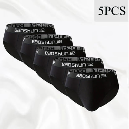 5 Pieces Cotton Men's Underwear Black Comfortable Breathable Simple Fashion Men's Briefs Sports Casual Underwear Combination