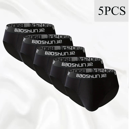 5 Pieces Cotton Men's Underwear Black Comfortable Breathable Simple Fashion Men's Briefs Sports Casual Underwear Combination