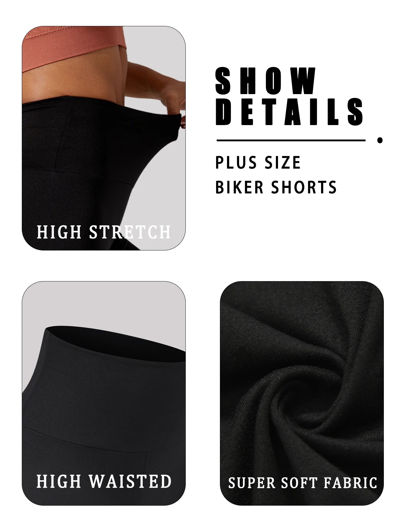 2 Pack Plus Size Biker Shorts for Women High Waisted Super Soft Workout Yoga Athletic Shorts Running