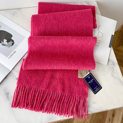 100 Wool Narrow Scarf - Solid Color Warm Winter Scarf for Men  Women