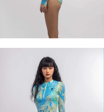 Nu-June Piece Swimsuit for Women, Long Sleeves, Rash Guard, Sports Swimwear, Surfing Bathing Suit, Body Suit, Beach, Hot Spring