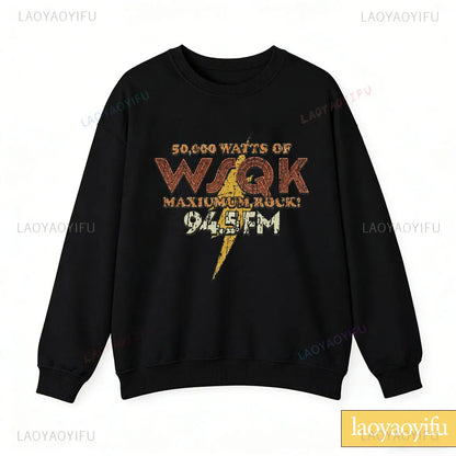 WSQK The Squawk 94.5 FM Radio Sweatshirt Wsqk Unisex Sweatshirts Vintage Sci-fi Crewneck 80s Nostalgic Sweater Retro Shirt Gift