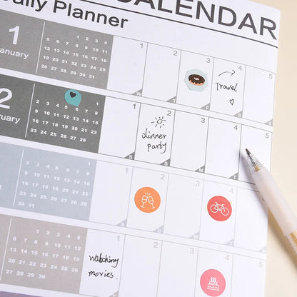 2026 New Yearly Daily Calendar Wall Schedule Planner Sheet Paper 365 Day Plan Annual Hanging Planning Weekly Agenda Pad Month 12