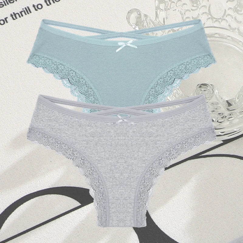 Cotton Panties Women - Sexy Lace Brazilian Briefs Low Waist Breathable Underwear