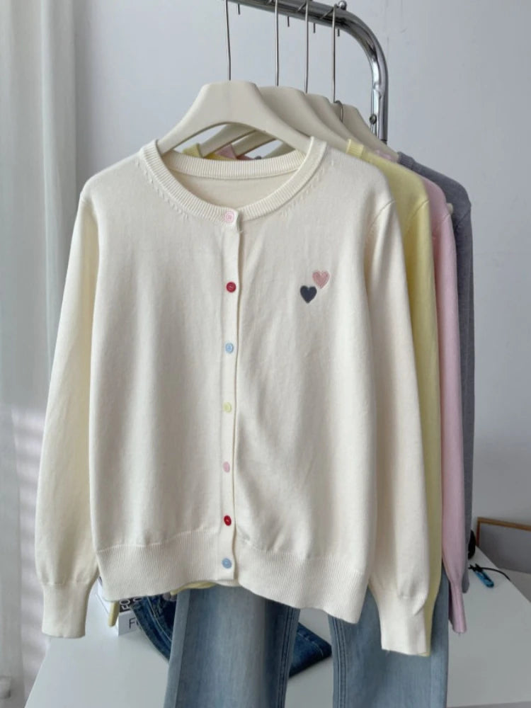 Fashion Versatile Women Sweater 2026 Autumn Winter Elegant Embroidered Women Knit Cardigan Long Sleeve Unique Colorful Buttons