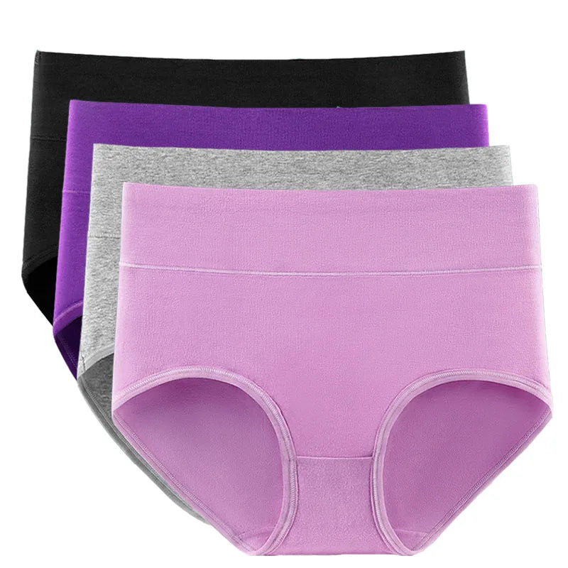New 4Pcs/Lot High Waist Panties Women Underwear Plus Size Cotton Briefs Girls Shapers Abdominal Underpants Female Sexy Lingeries