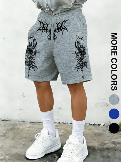 Men's Summer High-Street Style Printed Knit Shorts: Casual, Sporty, and Streetwear Shorts