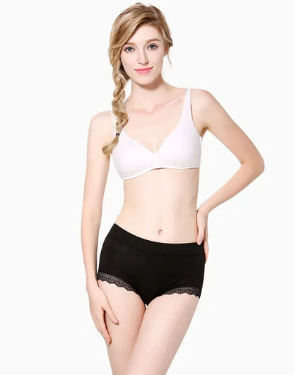 Ruffles Lace Underwear Woman High Waist Middle Aged Mother Spring Summer Modal Briefs Comfortable Panties Нижнее Бельё Женское
