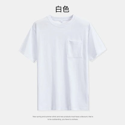 Mens Womens Cotton Pocket Short Sleeve Fashion Soft White Black Loose Fit Tee Shirt Tops High Qualtity Breathable Leisure Tops