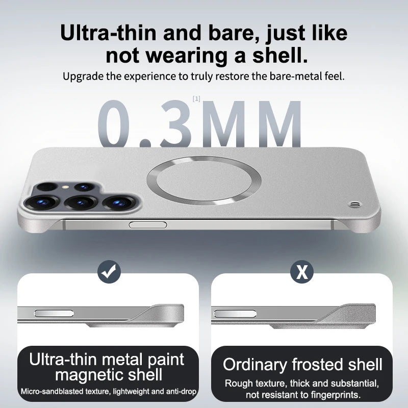 Ultra Thin Metallic Paint Magnetic Case For Samsung Galaxy S26 Ultra S25 S24 S23 Plus S22 Frameless Cooling Hard PC Cover Funda