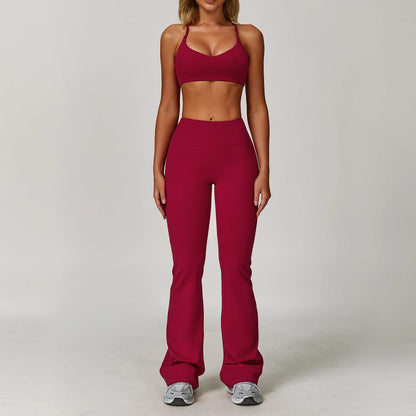 Women Yoga Sports Set - Running Fitness Outfit with Super Elastic, Breathable Gym Tracksuit