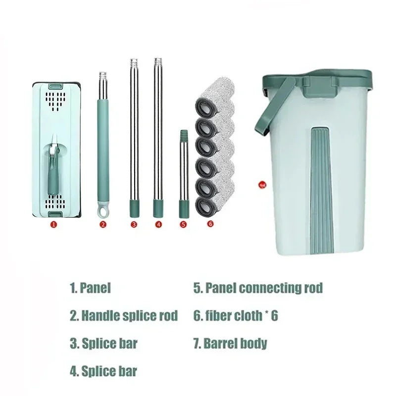 Flat Squeeze Mop with Bucket - Easy Wring Microfiber Floor Cleaner for Hardwood  Laminate