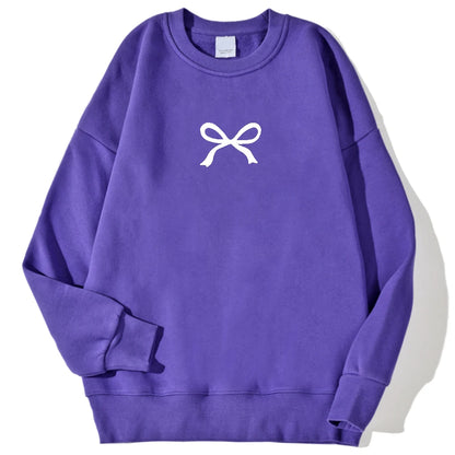 Casual Women's Sweatshirts Kawaii Bow Graphic Prints Pullover Comfortable Warm Oversize Hoodie Autumn Fleece Soft Female Clothes