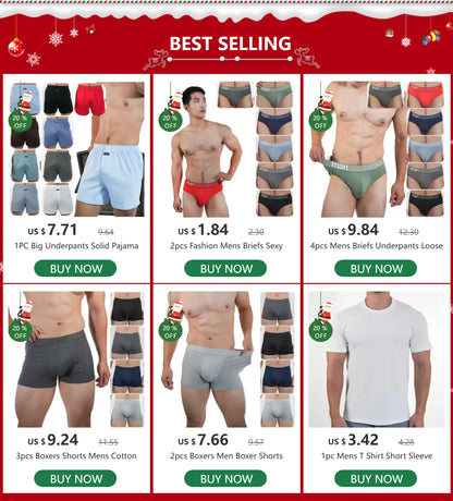1PC Big Underpants Solid Pajama Bottoms At Home Plus Size Boxers Brief For Men High Waist Allo Pants Cotton Slacks Sleep Bottoms