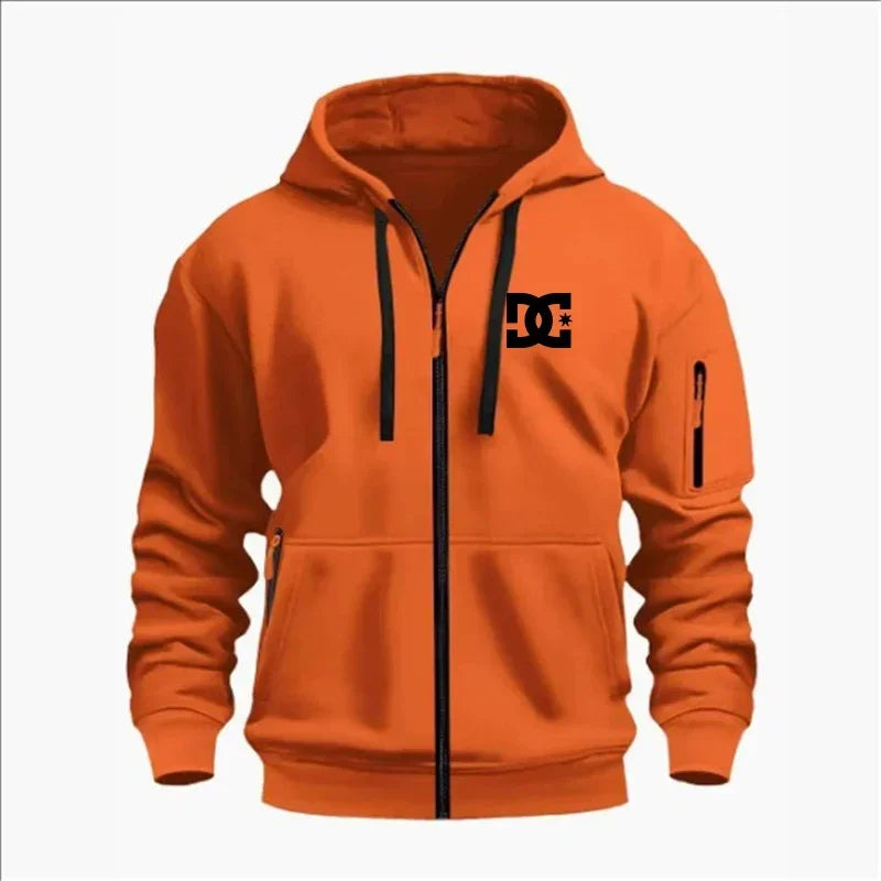 Spring and Autumn Men's Casual Sports Hoodie, Fashionable Arm Pocket Drawstring Hoodie Men's Loose Long-sleeved Shirt Pullover